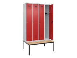 locker met bank,HxBxD 2120x1200x815mm,4vak,vak B 300mm,cilinderslot