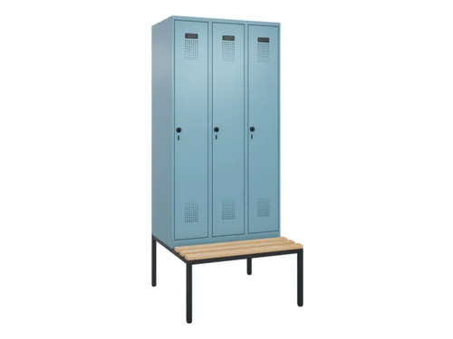locker met bank,HxBxD 2120x900x815mm,3vak,vak B 300mm,draaigrendel