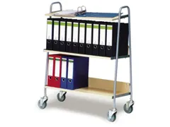 Ordnerwagen,Draagverm. 120Kg,3Etage(S),Houten Legborden,3Legborden