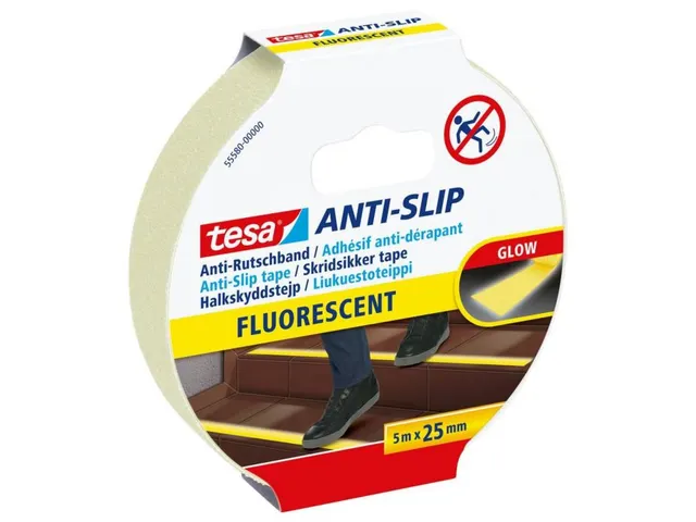Anti-slip tape tesa 5mx25mm fluoriserend