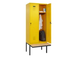 locker met bank,HxBxD 2120x800x815mm,2vak,vak B 400mm,draaigrendel