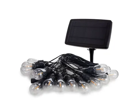 Led Lichtsnoer Solar 15 Warm Witte Lampen Zwarte Draad