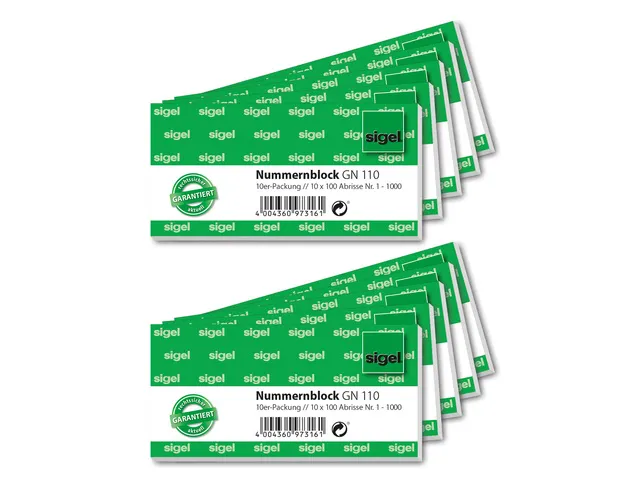 Nummerblok Sigel 10 blok a 100 vel 1 t/m 1000 Assorti