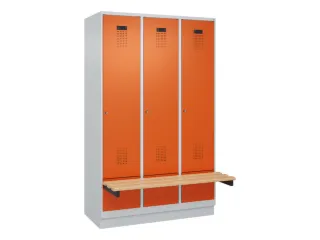 locker met bank,HxBxD 1950x1200x815mm,3vak,vak B 400mm,cilinderslot - 2