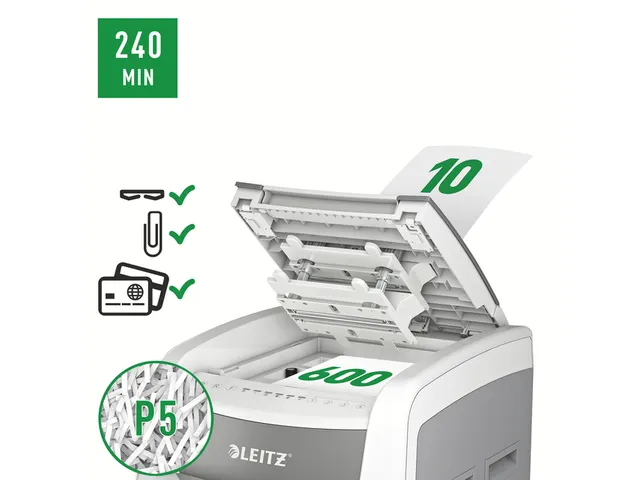 Papiervernietiger Leitz IQ Auto+ Office Pro 600 P5 snippers 2x15mm
