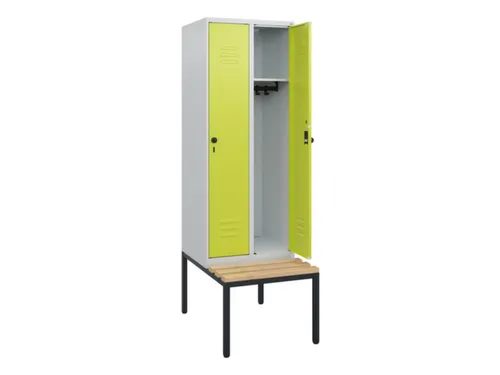locker met bank,HxBxD 1950x600x815mm,2vak,vak B 300mm,draaigrendel