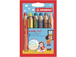 Kleurpotloden STABILO 880 woody 3 in 1 assorti etui à 6 stuks