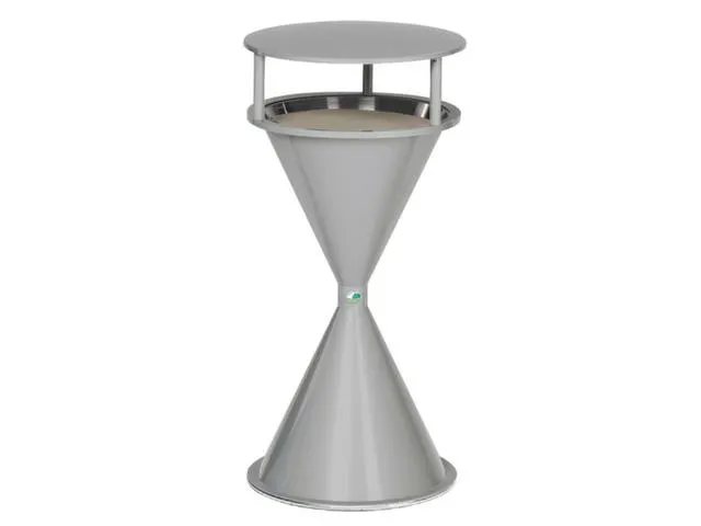 Staande Asbak Met Overkapping Ronde Voet Zilver