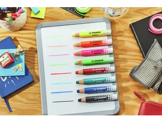 Whiteboardpotlood STABILO MARKdry 4 stuks neon kleuren - 7
