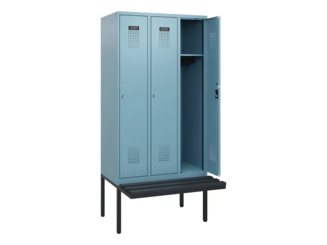 locker met bank,HxBxD 1950x900x815mm,3vak,vak B 300mm,cilinderslot