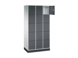 lockerkast,RAL 7035/RAL 7021,HxBxD 1950x920x500mm,3x5vakken,cil.-slot