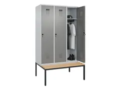 locker met bank,HxBxD 2120x1200x815mm,3vak,vak B 400mm,draaigrendel