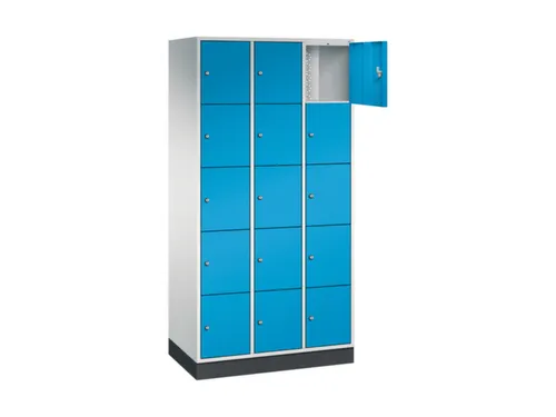 lockerkast,RAL 7035/RAL 5012,HxBxD 1950x920x500mm,3x5vakken,cil.-slot