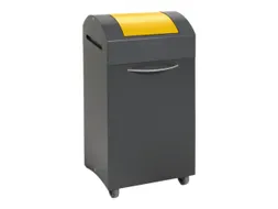 Afvalbak 60 Liter 650x380x320mm Plaatstaal 2 Wielen Klep Geel