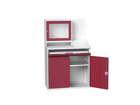 pc-kast monitorvak 1650x1050x550mm toetsenbordblad RAL7035+RAL3004