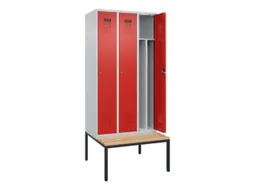 locker met bank,voor scheiding van kleding,HxBxD 2120x900x815mm,3vak
