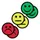 Magneet smiley 50mm 2x geel 2x groen 2x rood