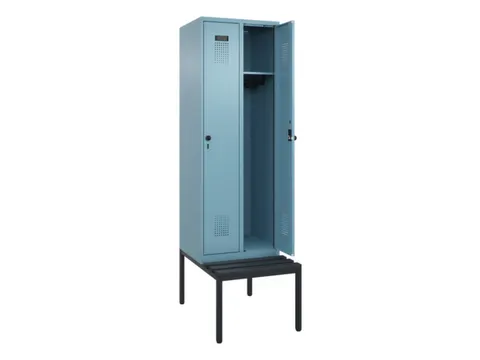 locker met bank,HxBxD 2120x600x815mm,2vak,vak B 300mm,draaigrendel