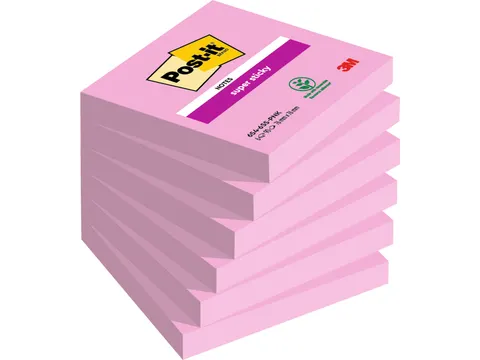 Memoblok 3M Post-it 654 Super Sticky 76X76mm PNK