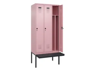 locker met bank,voor scheiding van kleding,HxBxD 2120x900x815mm,3vak - 1