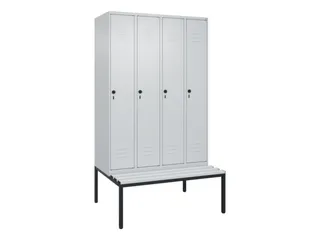 locker met bank,HxBxD 2120x1200x815mm,4vak,vak B 300mm,draaigrendel - 1