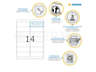 HERMA 10016 Verwijderbaar Adresetiket A4 99,1x38,1mm Wit 350 stuks - 3