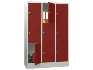 lockerkast,HxBxD 1850x1200x500mm,3x3vakken,RAL7035,front RAL3000 - 2