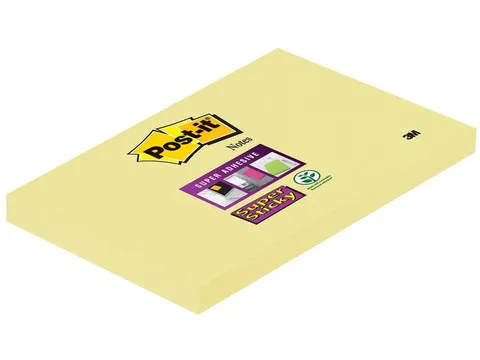 Post-it Super Sticky Notes Canary Yellow, 76 x 127 mm, Geel