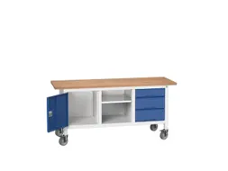werkbank,HxBxD 830x1750x600mm,multiplexblad,uitrusting: 3laden,kast