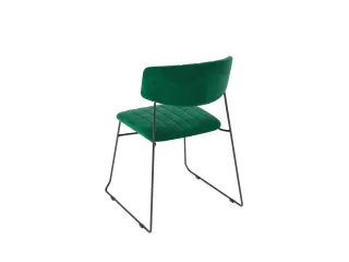 Stapelstoel Sledeframe Zwart met Velours zitting Groen - 3