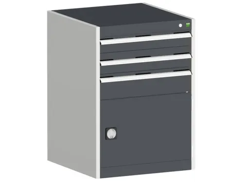 ladekast HxBxD 900x650x650mm 3laden RAL7035 front RAL7016