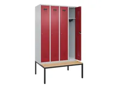 locker met bank,HxBxD 2120x1200x815mm,4vak,vak B 300mm,cilinderslot