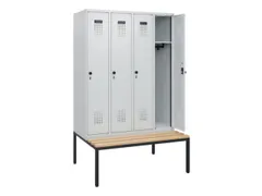locker met bank,HxBxD 1950x1200x815mm,4vak,vak B 300mm,draaigrendel