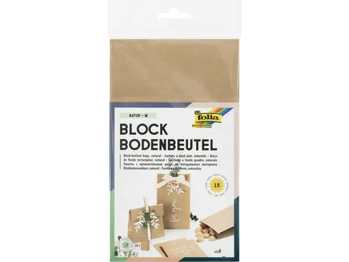 Blokbodemzak Folia 12x6x21cm foodsafe kraft set à 15 stuks