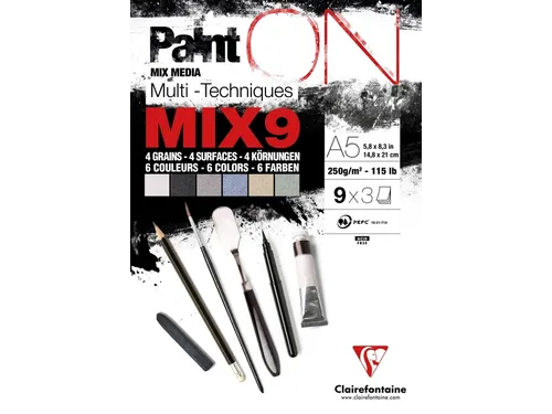 Mix Media Papier Clairefontaine A5 Paint On 27 vel 250gram assorti