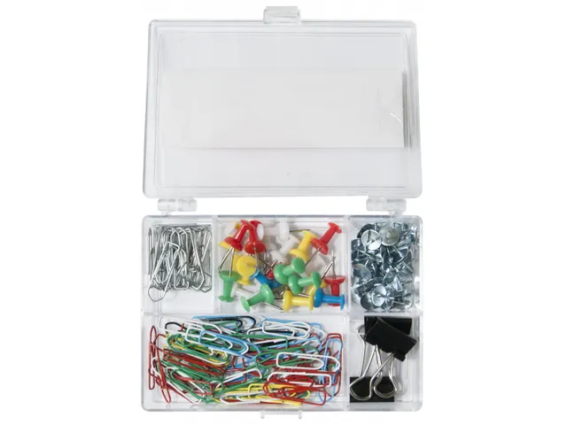 Kantoorset punaises, gummen, paperclips 153 stuks