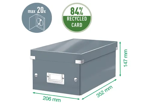 Dvd-box Leitz Click & Store 206x147x352mm Zwart 84% gerecycled karton