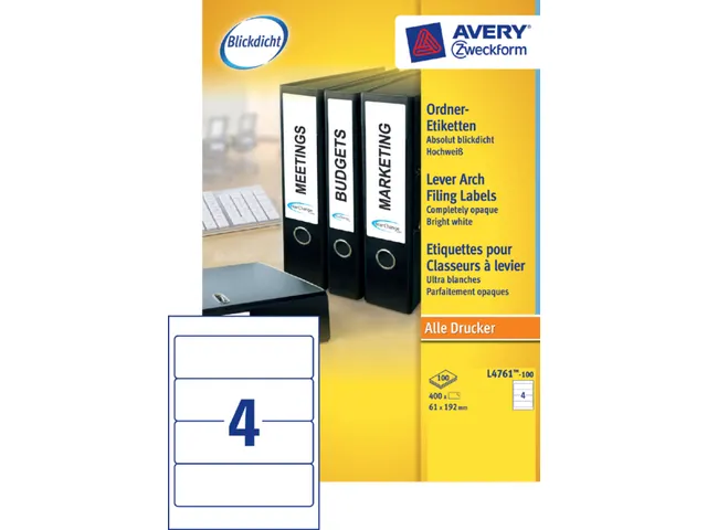 Rugetiket Avery Zweckform breed 61x192mm zelfklevend wit L4761-100