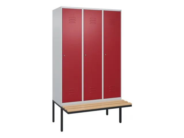 locker met bank,HxBxD 2120x1200x815mm,3vak,vak B 400mm,cil.-slot