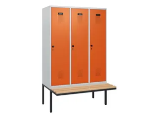 locker met bank,HxBxD 1950x1200x815mm,3vak,vak B 400mm,draaigrendel - 2