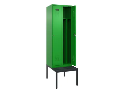 locker met bank,voor scheiding van kleding,HxBxD 2120x600x815mm,2vak