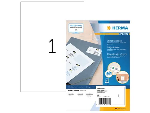 HERMA 10782 Inkjet etiketten A4 210x297mm Wit mat 80 stuks