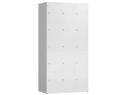 Lockerkast 1800x870x500mm 3x5 vakken cilinderslot, sokkel, RAL9003