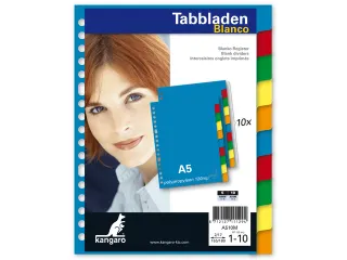 Tabblad Kangaro A5 blanco PP 120 micron assorti 17-gaats 10-delig - 2
