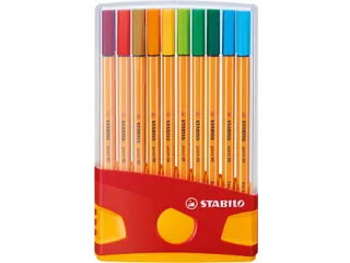 Fineliner STABILO point 88 ColorParade rollerset geel/rood F ass 20st - 2