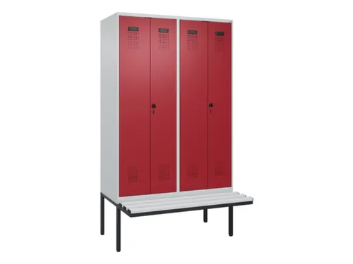 locker met bank,voor scheiding van kleding,HxBxD 2120x1200x815mm,4vak