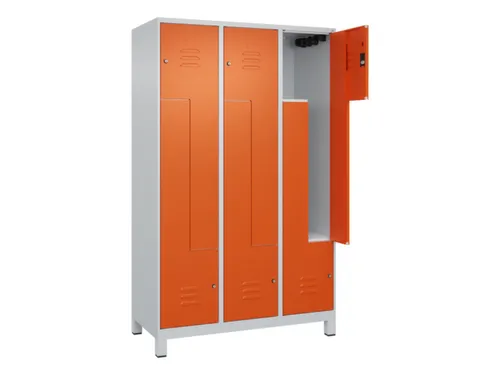 Z-garderobekast,HxBxD 1950x1200x500mm,vak B 200/400mm,cil.-slot,voeten