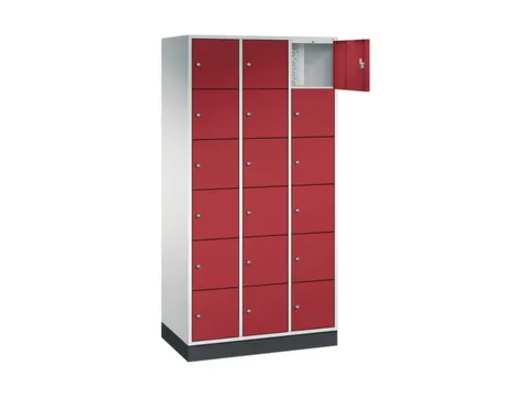 lockerkast,RAL 7035/RAL 3003,HxBxD 1950x920x500mm,3x6vakken,cil.-slot