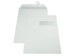 Zak Akte Envelop C4 229x324mm Venster Rechts Strip Naturel wit