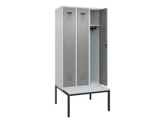 locker met bank,HxBxD 2120x900x815mm,3vak,vak B 300mm,cilinderslot - 1